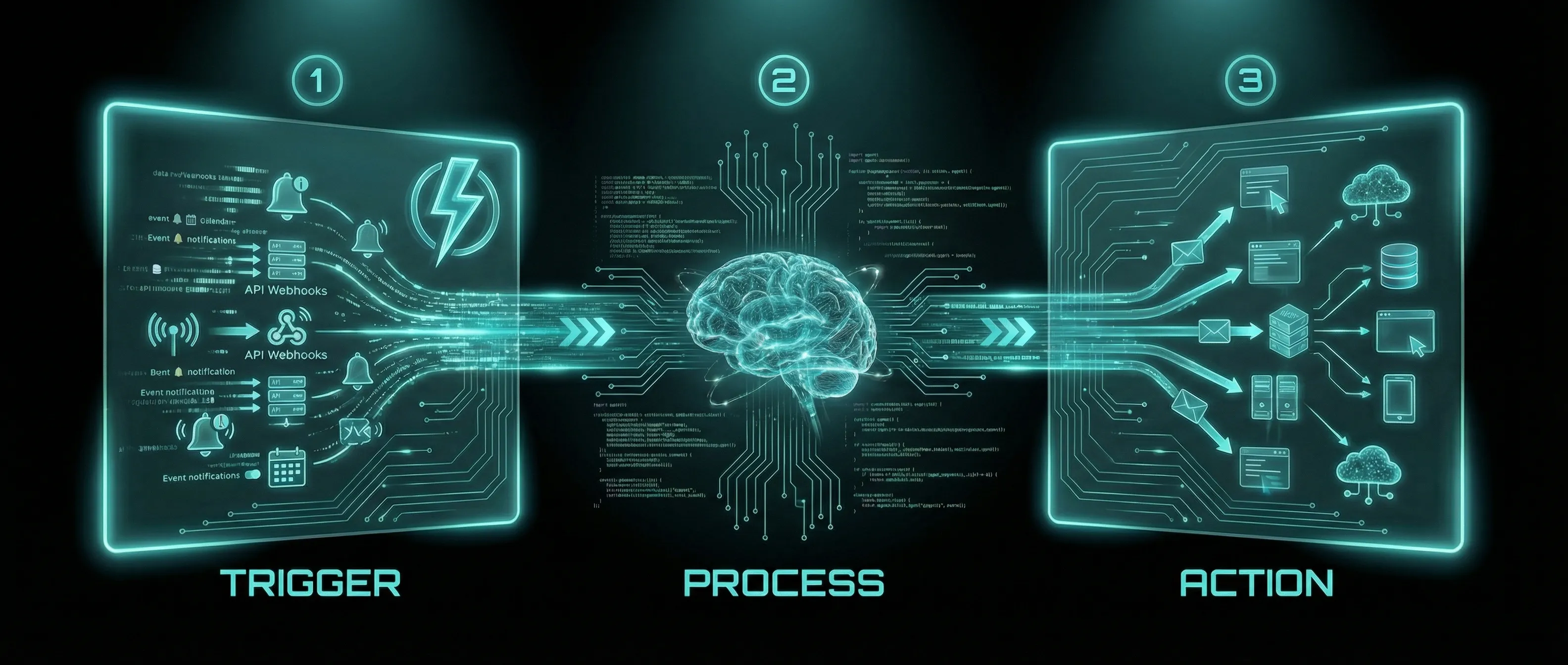 Workflow pipeline: Trigger, Process, Action